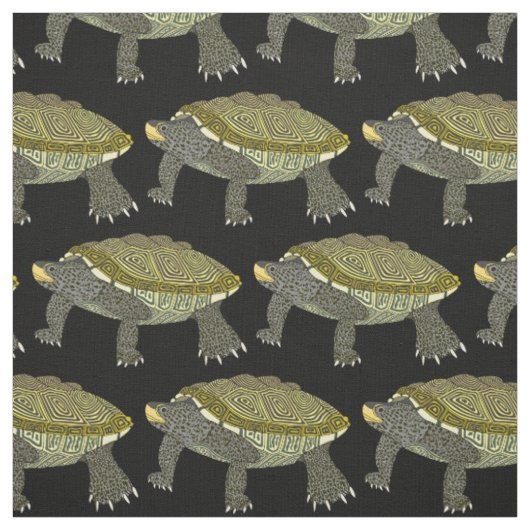 Terrapin (schwarz) - gekämmter Baumwollstoff Stoff (Muster)