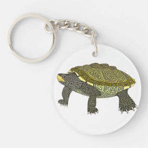 Terrapin (weiß) - Kreis Acryl-Schlüsselanhänger Schlüsselanhänger