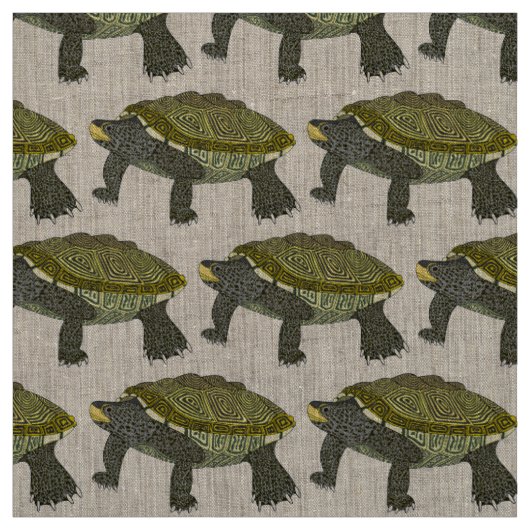 Terrapin (weiß) - Natürliches Leinengewebe Stoff (Muster)