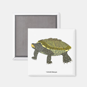 Terrapin (weiß) - Quadratischer Magnet