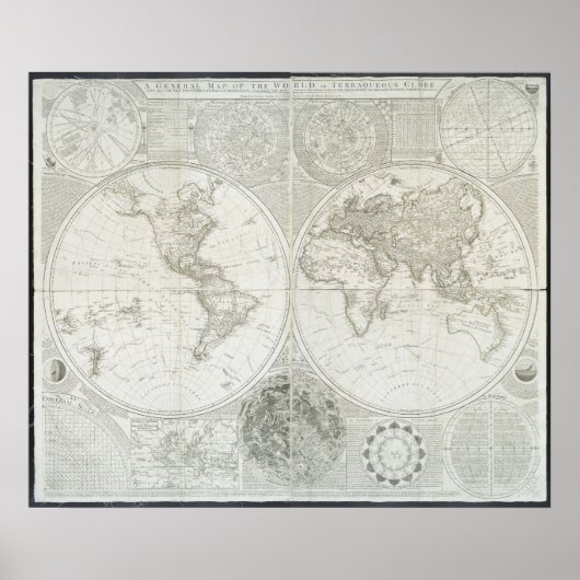 Terraqueous Globe von Samuel Dunn | 1787 Poster (Vorne)