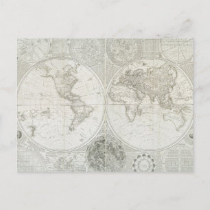 Terraqueous Globe von Samuel Dunn 1787 Postkarte