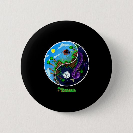 Terraria Night And Day T Shirt Button (Vorderseite)