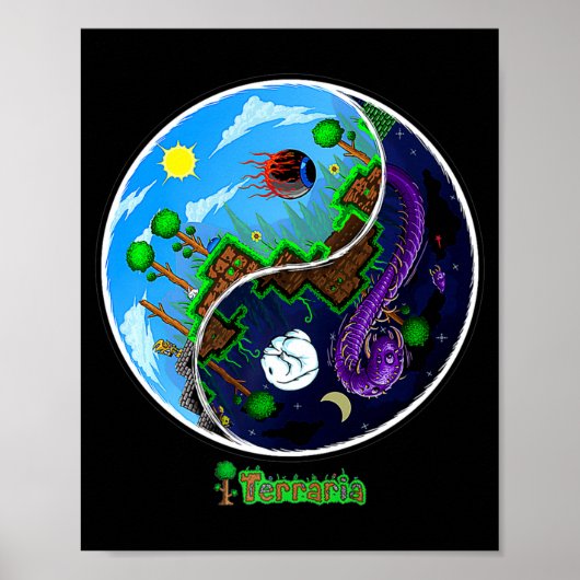 Terraria Night And Day T Shirt Poster (Vorne)