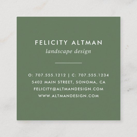 Terrarium | Botanisch Quadratische Visitenkarte (Rückseite)