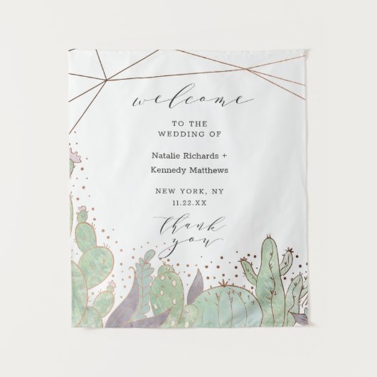 Terrarium Cactus & Succulents Wedding Willkommen Wandteppich (Vorderseite)