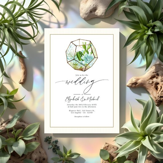 Terrarium Garden Wedding Foto und QR Code Einladung