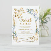 Terrarium Geometric Frame Butterfly Foto Sweet 16 Einladung (Stehend Vorderseite)