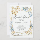 Terrarium Geometric Frame Gold Blue Brautparty Einladung (Vorderseite)