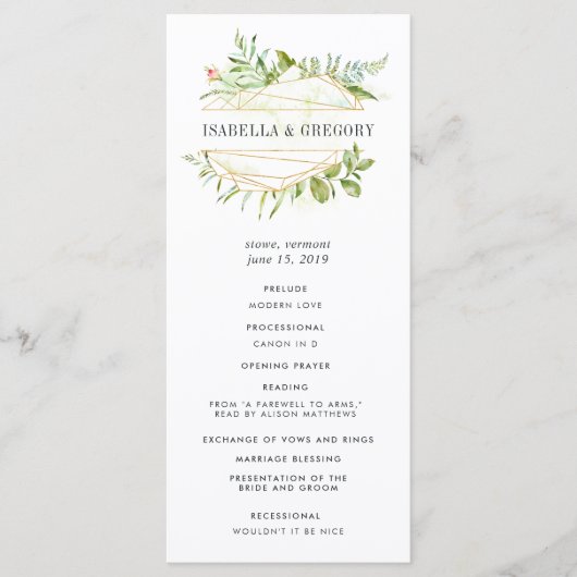 Terrarium-Hochzeitsfeier Programm (Vorderseite)