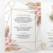 Terrarium Pampas Dusty Pink Roses QR Code Wedding Dreifach Gefaltete Einladung (Innen Erste Seite)