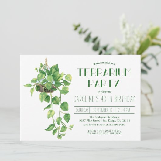 Terrarium-Party Einladung (Stehend Vorderseite)