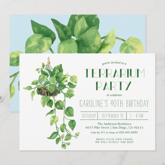 Terrarium-Party Einladung (Vorne/Hinten)