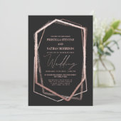 Terrarium Rose Gold Geo Linear Border Chic Wedding Einladung (Stehend Vorderseite)