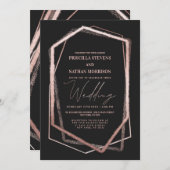 Terrarium Rose Gold Geo Linear Border Chic Wedding Einladung (Vorne/Hinten)