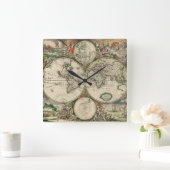 Terrarum Orbis Tabula Quadratische Wanduhr (Zuhause)