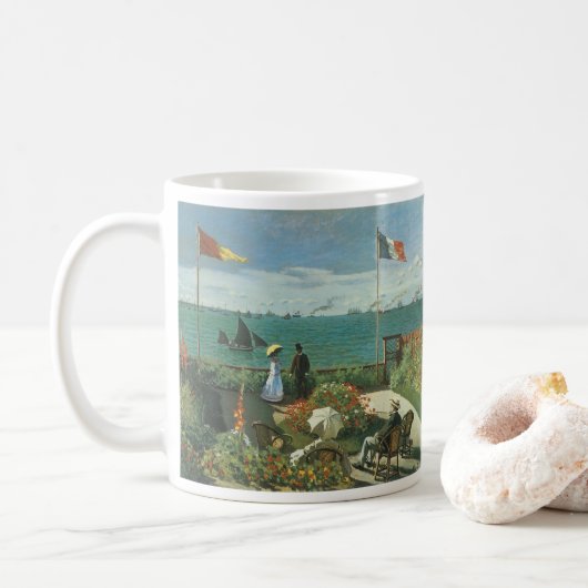 Terrasse am Meer von Claude Monet Kaffeetasse (Mit Donut)