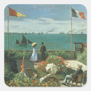 Terrasse am Meer von Claude Monet Quadratischer Aufkleber
