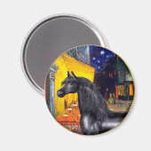 Terrasse Café - Schwarzes Arabisches Pferd Magnet (Vorderseite/Rückseite)