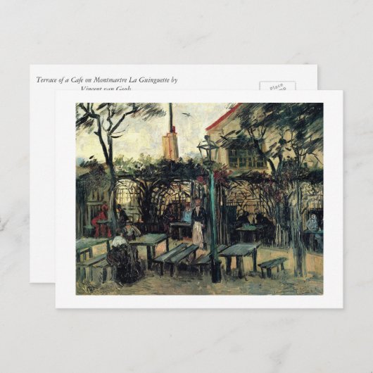 Terrasse des Cafés am Montmartre La Guinguette Postkarte (Vorne/Hinten)