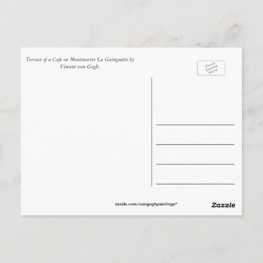 Terrasse des Cafés am Montmartre La Guinguette Postkarte (Rückseite)