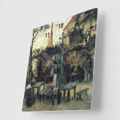 Terrasse des Cafés am Montmartre La Guinguette Quadratische Wanduhr (Winkel)