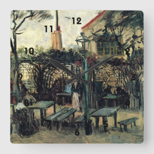 Terrasse eines Cafés am Montmartre La Guinguette Quadratische Wanduhr