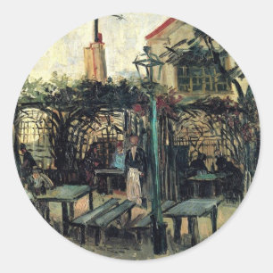 Terrasse eines Cafés am Montmartre La Guinguette Runder Aufkleber