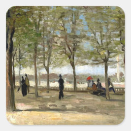 Terrasse in Luxembourg Gardens (1886) Kunst Van Go Quadratischer Aufkleber