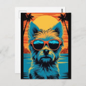 Terrasse mit Sonnenbrille am Strand Postkarte (Vorne/Hinten)