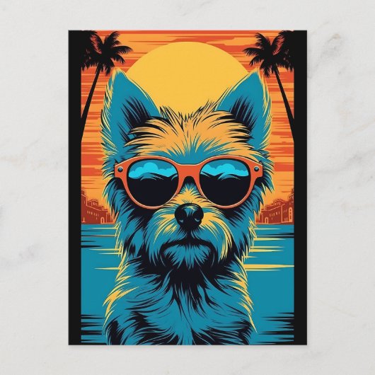 Terrasse mit Sonnenbrille am Strand Postkarte (Vorderseite)