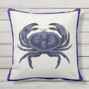 Terrassenkissen Vintage-Krabbe Marineblau Kissen Für Draußen