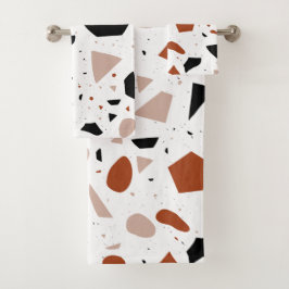 Terrazzo Abstrakt Geometric Muster Badetuch Set