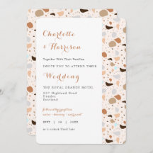 Terrazzo Abstrakt Modern Earthy Wedding Einladung