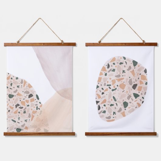 Terrazzo abstrakt wandteppich mit holzrahmen (Doppelt)