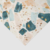 Terrazzo Aquamarin- und Goldmuster-Dekoration Seidenpapier (Ausschnitt)