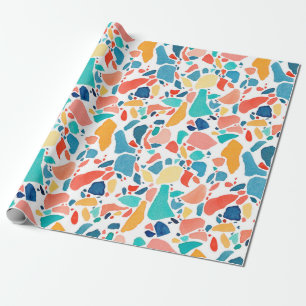 Terrazzo Aquarellmuster nahtlos. Handzeichnung Geschenkpapier