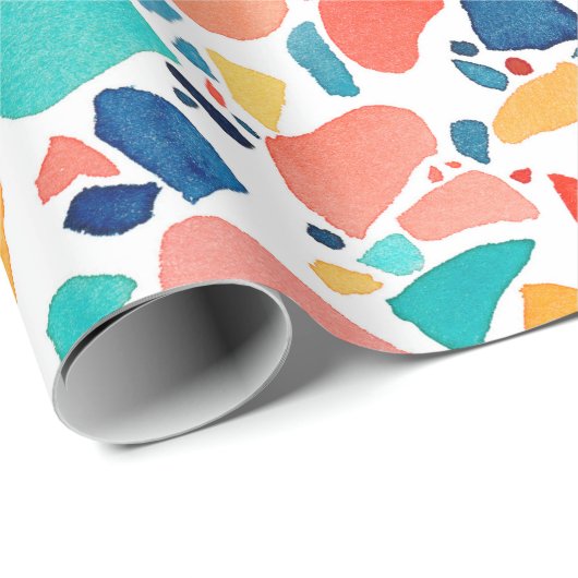 Terrazzo Aquarellmuster nahtlos. Handzeichnung Geschenkpapier (Rolleneckpunkt)