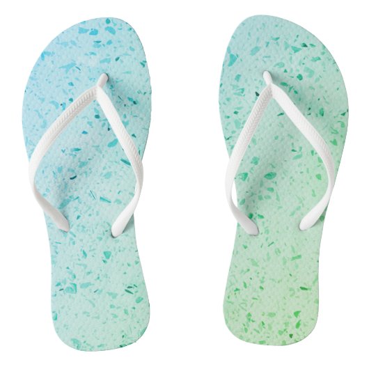 Terrazzo Beach Kies Texture Blue Flip Flops Badesandalen (Fußbett)