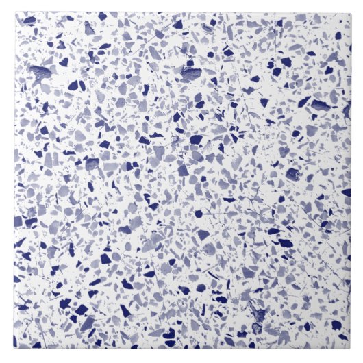 Terrazzo Blauer Weißer Minimal Moderner Stein Fliese (Vorderseite)