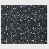 Terrazzo Blue Green Tile Print Wrapping Paper Geschenkpapier (Flach)