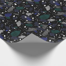 Terrazzo Blue Green Tile Print Wrapping Paper Geschenkpapier