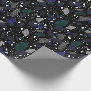 Terrazzo Blue Green Tile Print Wrapping Paper Geschenkpapier