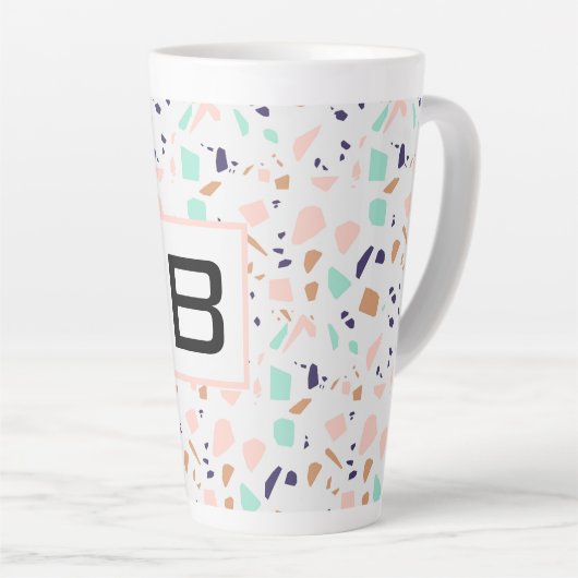 Terrazzo blush minze mit Monogramm Milchtasse (Rechte Ecke)