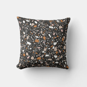 Terrazzo Boden nahtlos in dunklen Farben. Kissen