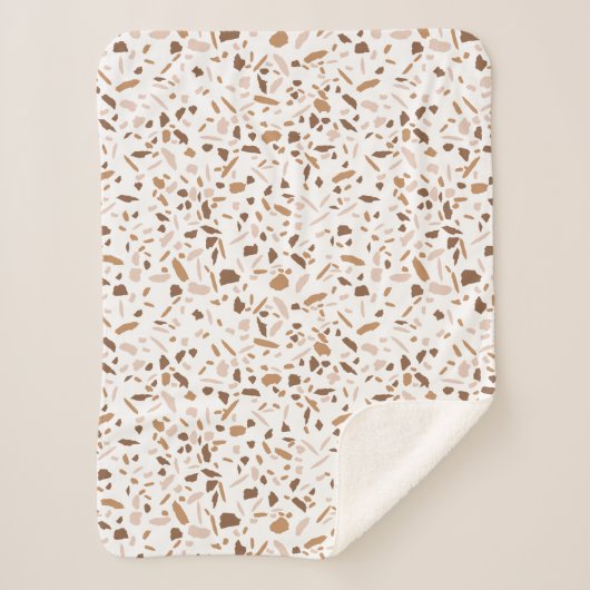 Terrazzo Brown Beige weiße neutrale Farben Sherpadecke (Vorderseite)
