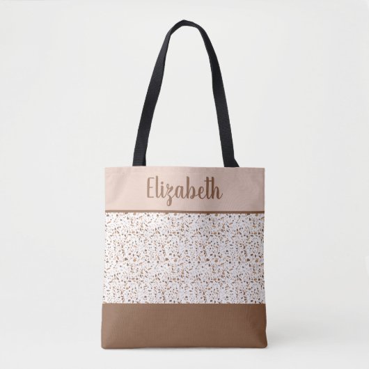 Terrazzo Brown und Beige und Weiß Abstrakt Tasche (Vorderseite)