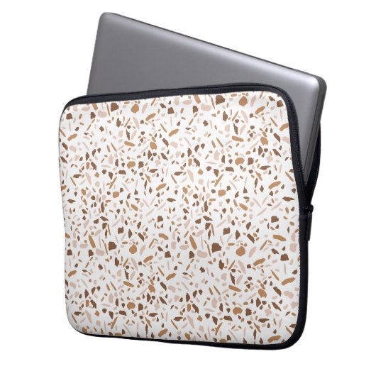 Terrazzo Brown und Beige und Weiß Laptopschutzhülle (Vorderseite Links)