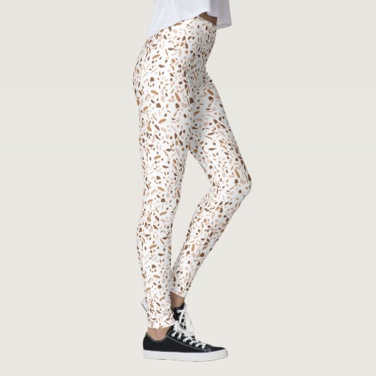 Terrazzo Brown und Beige und Weiß Leggings (Rechts)