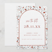 Terrazzo Burnt Orange Rust Terracotta auf dem Mont Save The Date (Vorne/Hinten)